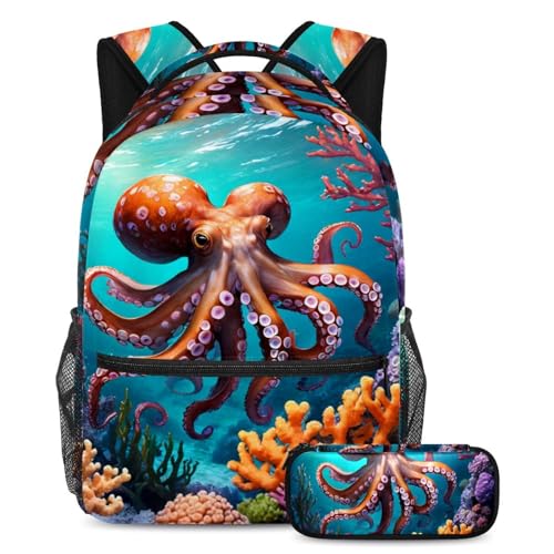 Sac à livres pieuvre et trousse pour une rentrée scolaire réussie