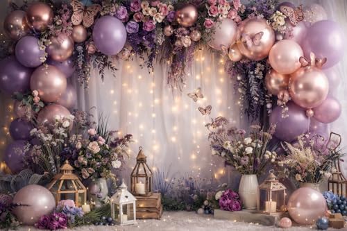 Image of Blue Happy Birthday Theme Backdrop Banner with Balloon,Gift and Candle 5x7 ft - Digital Print Cloth Background, Reusable Party Wall Decoration Photo Booth & Stage Decor