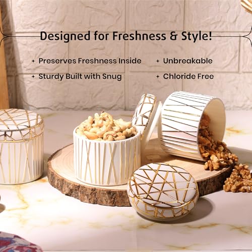 Image of SELVEL Airtight Storage Containers | BPA-Free, Food-Grade, Unbreakable Polypropylene | Multipurpose for Kitchen & Pantry | Space-Saving & Durable - Set of 3 (450ML Each) (Classic White)