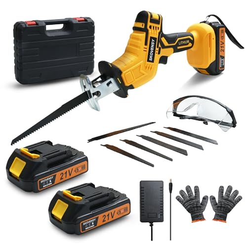 レシプロソー 電動ノコギリ 2個バッテリ 電動工具 ノコギリ 無段変速...