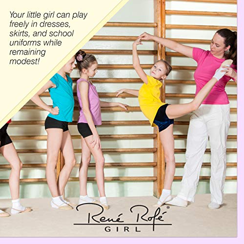 Rene Rofe Girls' Cartwheel Shorts - 4 Pack Dance Bike Shorts with Comfort 4-Way Stretch Play Shorts for Girls (Sizes: 6X-14), Size 7-8, Uniform Navy