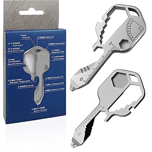 Llave multiherramienta 24 en 1, herramienta portátil para exteriores, herramientas de supervivencia de emergencia para exteriores, para abrebotellas, destornillador, regla, llave inglesa(plata)