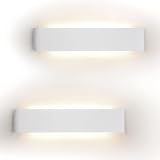 Interior Wall Light, Wall Light 24W 4500K, 2 Pack White Bedroom Wall Light, Up Down Design Aluminium Interior Wall Light for Porch, Hallway, Courtyard, Bedroom, Living Room 【2 Pack White】 - 1
