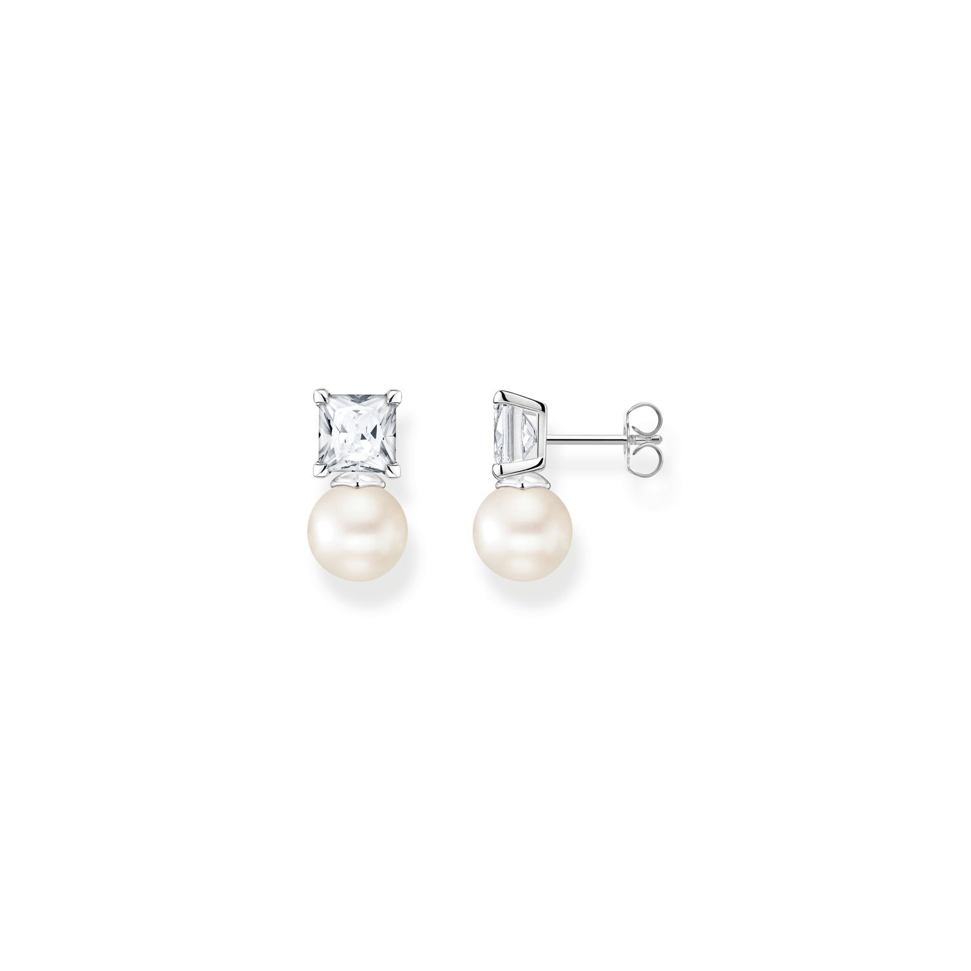 THOMAS SABO Ohrstecker Perle mit weißem Stein silber 925 Sterlingsilber