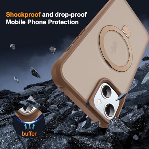 SKYLMW Compatible with iPhone 15 Plus Case with Invisible Magnetic O-Ring Stand Military-Grade Translucent Case for iPhone 15 Plus 6.7" [Compatible with Mag-Safe][Great Grip Feeling],Desert Brown by SKYLMW - Used condition - Image 7