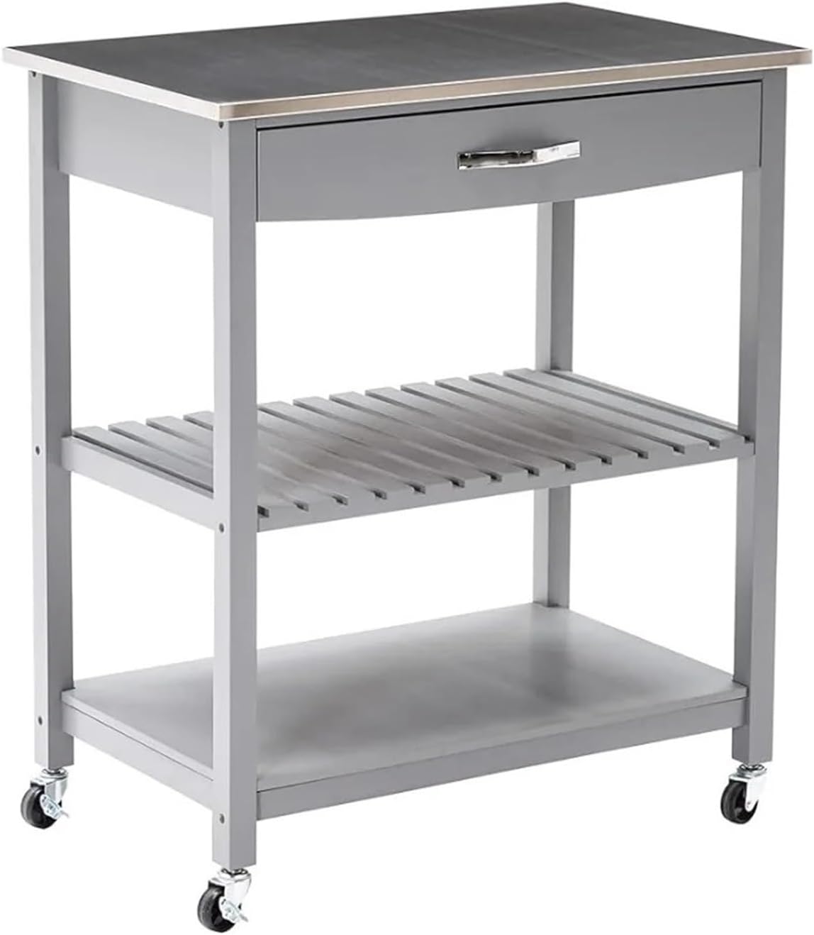 Storage Trolley Kitchen Cart with Stainless Steel Top,Rolling Storage,Gray Shelving Organizer
