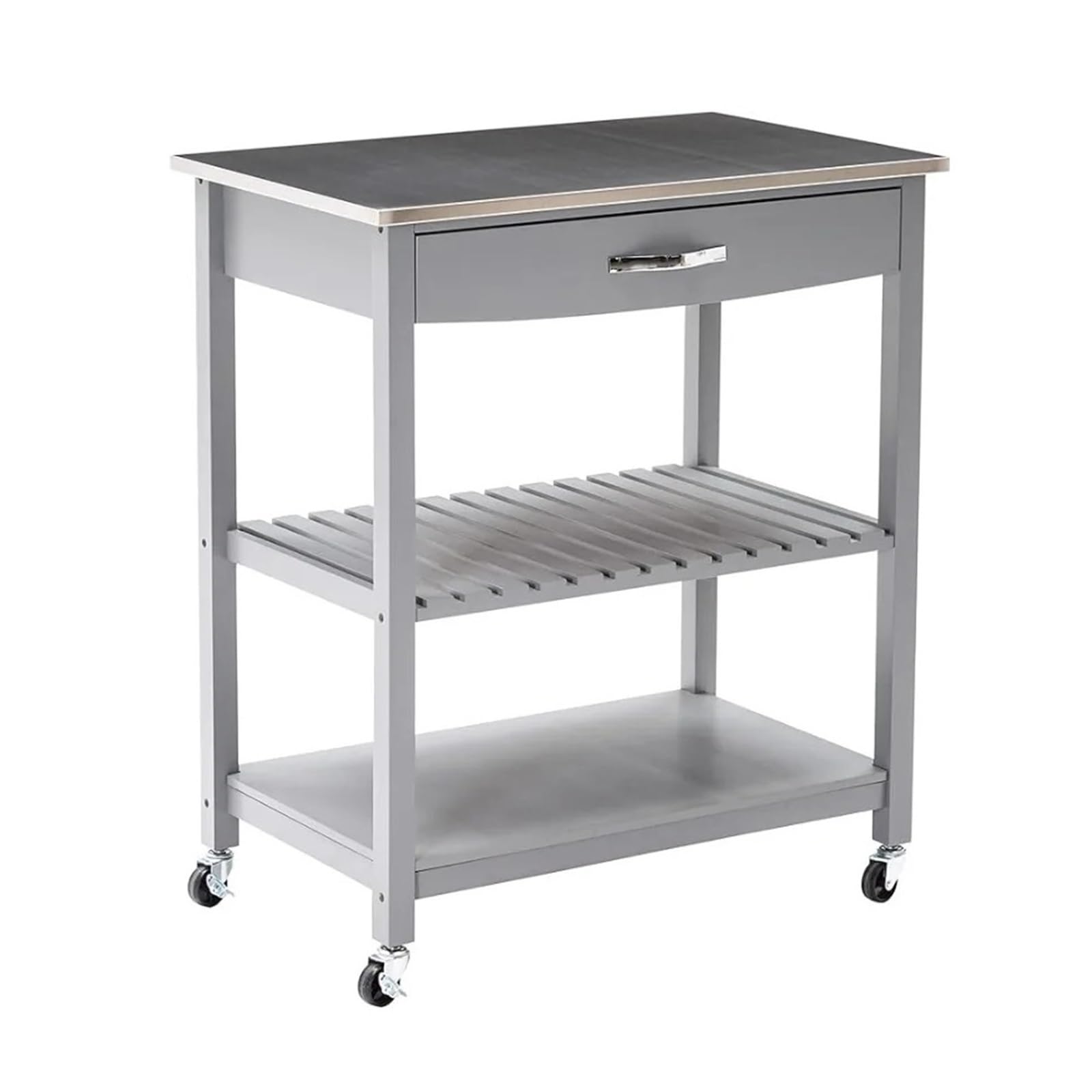 Chariot de Rangement Carro de Cocina con Tapa de Acero Inoxidable,Carro de Almacenamiento con Ruedas,Gris Chariot de Rangement