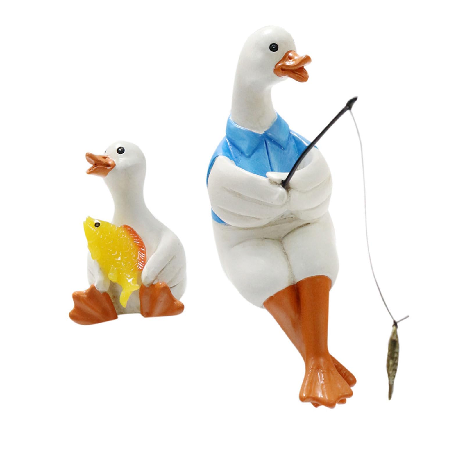 Xjdzineq 2PCS Father and Son Fishing Statue Resin Sculpture Outdoor Garden Decor for Pond Yard Outdoor Garden Decor
