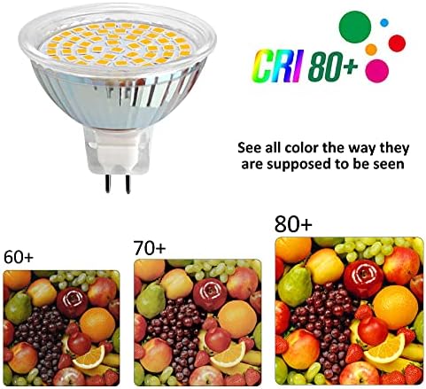 Akynite MR16 GU5.3 12V 5W LED Warm White 3000K, 500LM, AC DC 12V, 120° Beam Angle, GU5.3 35W 50W Replacement, 50mm MR16 GU5.3 Spotlight Bulbs for Kitchen, not dimmable, Pack of 6
