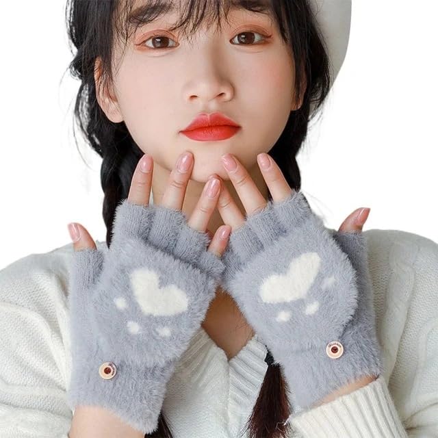 reffer Cute Fingerless Gloves warm Fashion Lovely Cat Paw Design with Mitten Covers winter gloves for women girls-picture-35