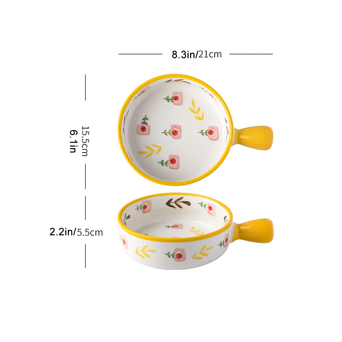 Naczynia do pieczenia, blacha do pieczenia z uchwytem, ​​porcelana z pojedynczym uchwytem Naczynia do pieczenia Okrągłe naczynia do pieczenia Miska do gotowania Kuchnia Ciasto Śniadanie Obiad Zastawa
