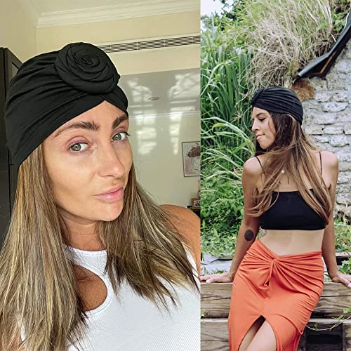 Image of KYNARI Turban Head Wraps for Women, Pretied Stretch Bonnet Hair Wrap | African Knot Turban Hats Pre Twist Headwear Soft Head Scarf Elastic and Breathable Head Covering Cancer Caps for Black Women