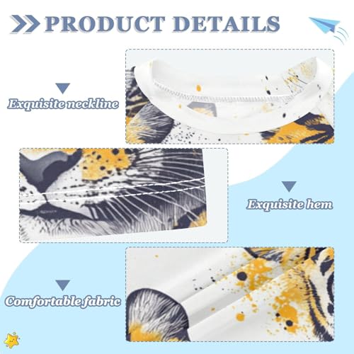 Boys Short Sleeve T-Shirts Tiger Cat Cool Graphic Rashguard Kids Swim Shirts Sun UPF 50+3