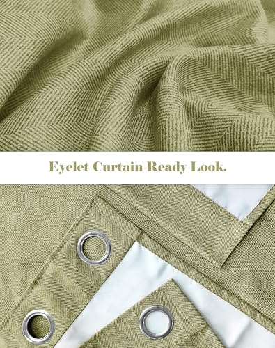 Image of Casableu Twillbone Digital Print 85% Blackout Curtains for Door /Window, Thermal Insulated, Tie Back, Wider Width 50 in, Eyelet Curtains for Living Room /Bedroom (L Green 7 ft Set of 2)