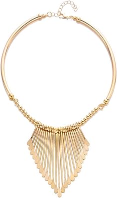 Chunky Gold Choker Necklace for Women Elegant Boho Long Tassel Pendant Necklace Classic Gold charms Tassel Choker Collar Necklaces for Women Prom Dress Jewelry Accessories
