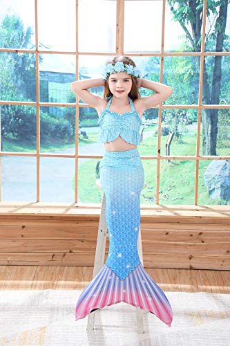 Fishtailfun Mermaid Swimsuit Costume Cosplay Mermaid for Swimming for Girls, Princess Bikini Set - Thumbnail 6