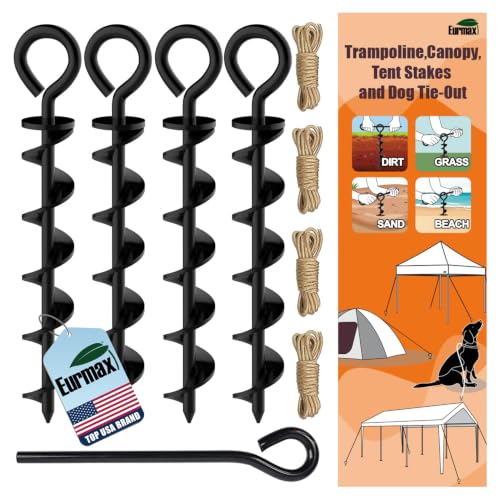 Eurmax USA 4 Pack Heavy Duty Ground Stakes,Industrial Grade...