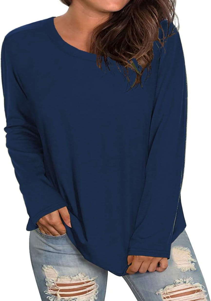 Plus Size Long Sleeve T Shirts Women Fall Tops Tshirts Tunic Casual Tee - Image 2