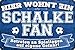 Produktbild 20x30cm Blechschild für Fußball Fans, hier wohnt ein Schalke Fan  Wandschild, Türschild, Torschild, lustiger Fussball Spruch, Fanartikel