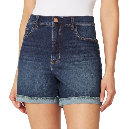 Shorts en jean denim stretch bleu short taille haute forever mode femme cuffed authentique