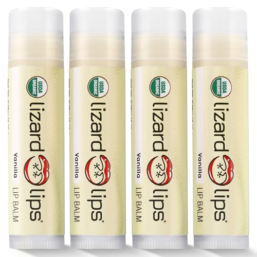 LizardLips Natural Lip Balm Vanilla; USDA Certification Lip Moisturizer; Travel-Friendly Everyday Care; Fun Quirky Beach Vacation Essentials