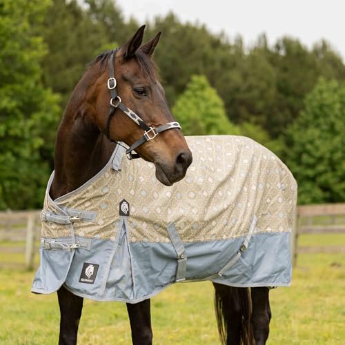 Image of Equinavia Norse Horse Blanket Waterproof, Dry, Lightweight Turnout Blanket | Breathable Turnout Horse Sheets for Real Horses for Wet Mild Weather Use, Durable, No Fill Rain Protection, Outdoor Coverage