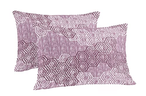 Image of 144 TC 100% Cotton Geometric Printed Single Bedsheet with 1 Pillow Cover | Soft and Cozy Print Flat Bed Sheet for Home (145 x 223 CM) (Brown)