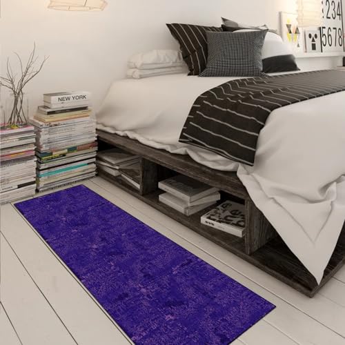 Alfombra abstracta para pasillo de cocina morada moderna lavable 3