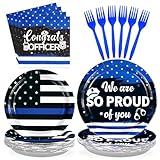 96Pcs Police Party Supplies We Are So Proud of You Police Theme Plates and Napkins Sets Congrats Officer Decorations for Cop Greeting Academy Graduation Retirement Promotion Party Serves 24
