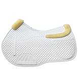 TNDCKP Universal English Saddle Pad with Adjustable Shims, Faux Shearling Trim, Plush Faux Wool, 3D Cooling & Non-Slip Tech. Ideal for Dressage, Jumping & Training. Machine Washable.(White)