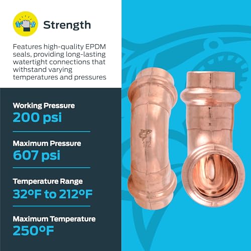 Image of SharkBite 1 /2 x 1 /2 Inch 90 Degree Elbow, Copper Press Plumbing Fitting, Pack of 5, UPR248X5