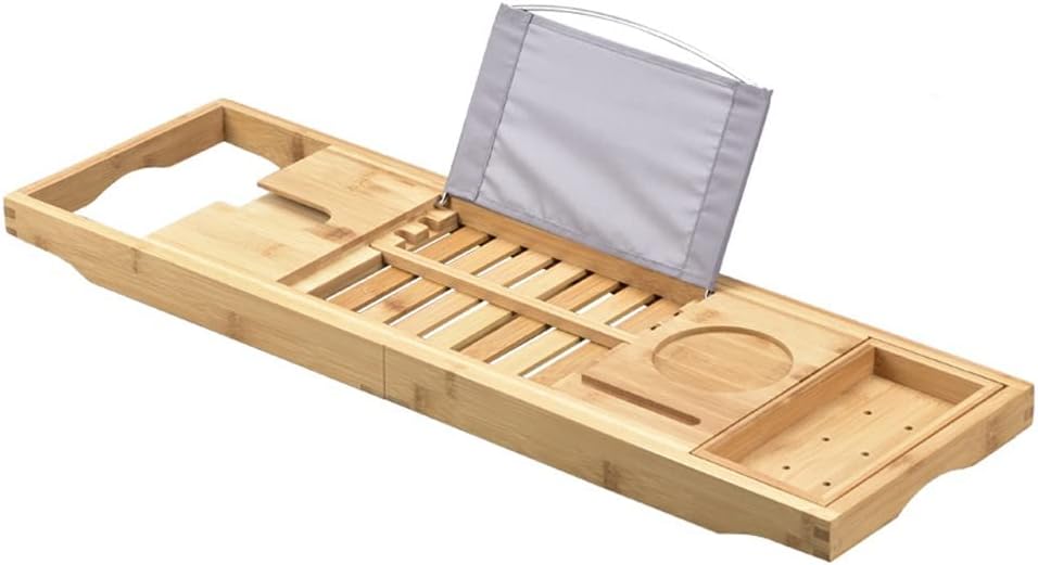 Bamboo Telescopic Bathtub Tray Bathtub Storage Rack Reading Rack Tablet Computer Stand Bathroom Shelf Bathtub Rack