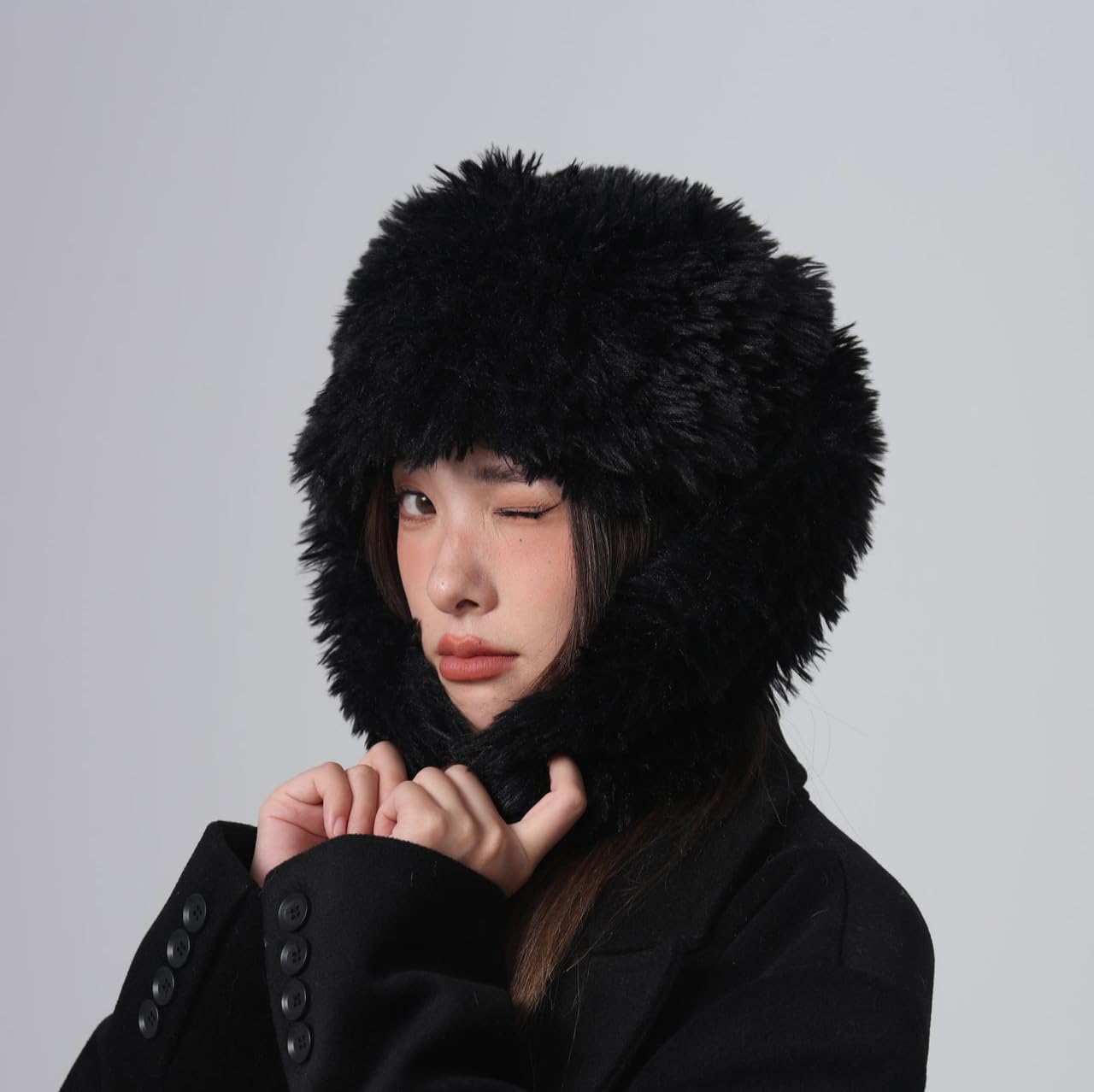 Fluffy Bunny Ear Beanie Y2K Faux Fur Hat with Long Ears Cute Warm Plush Hat - Image 4