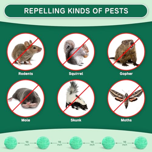 Rodent Mouse Repellent Balls 14 Pack, Moth Balls for Rodents Mouse Deterrent, Peppermint Oil Pest Control for Rodents, Squirrels, Skunk, Mole, Gopher, Pets Safe, Indoor and Outdoor Use — view 3