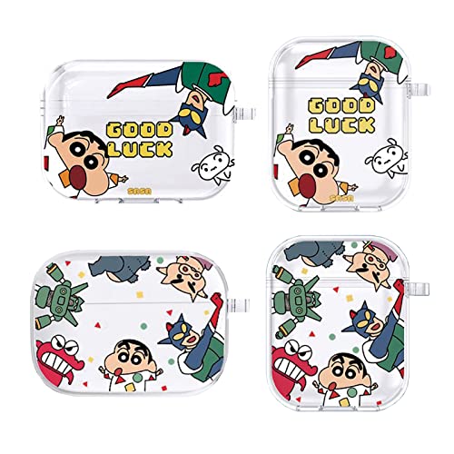 AirPods Pro 用ケース 充電ケース シリコンケース クレヨンしんちゃん カバー 保護ケース 耐衝撃 防水 防塵 カラビナ キーチェーン付きワイヤレス充電対応 AirPodsPro クレヨンシンちゃん ケース 可愛い ソフトスリムカバー シンプル