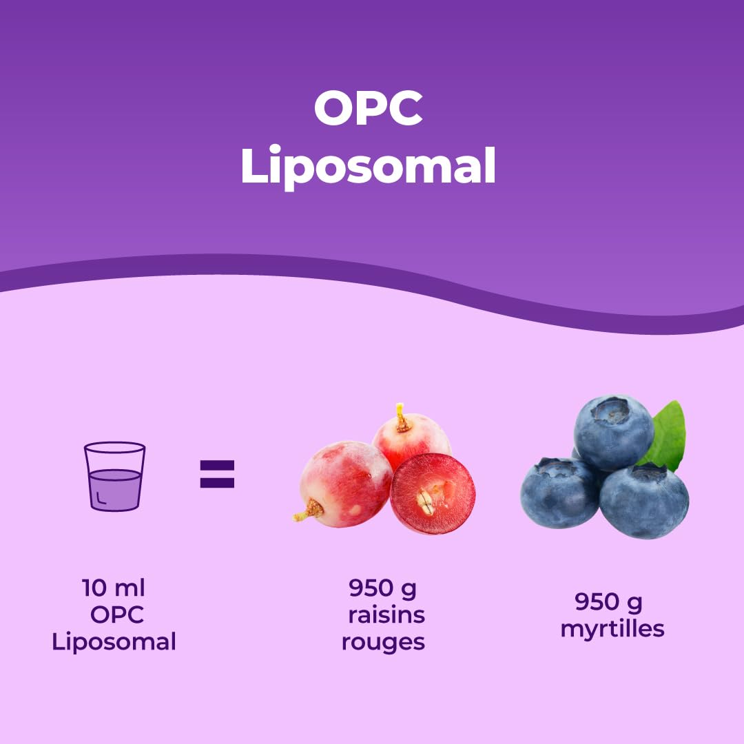 Bandini® OPC Liposomal Liquide 250ml - Extrait de pépins de raisin 95% OPC (200mg par dose) - Absorption optimale avec technologie liposomale - Supplément antioxydant naturel puissant - Pour 25 jours