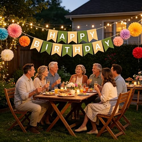 Image of Happy Birthday Banner Birthday Party Supplies (Bean Green)