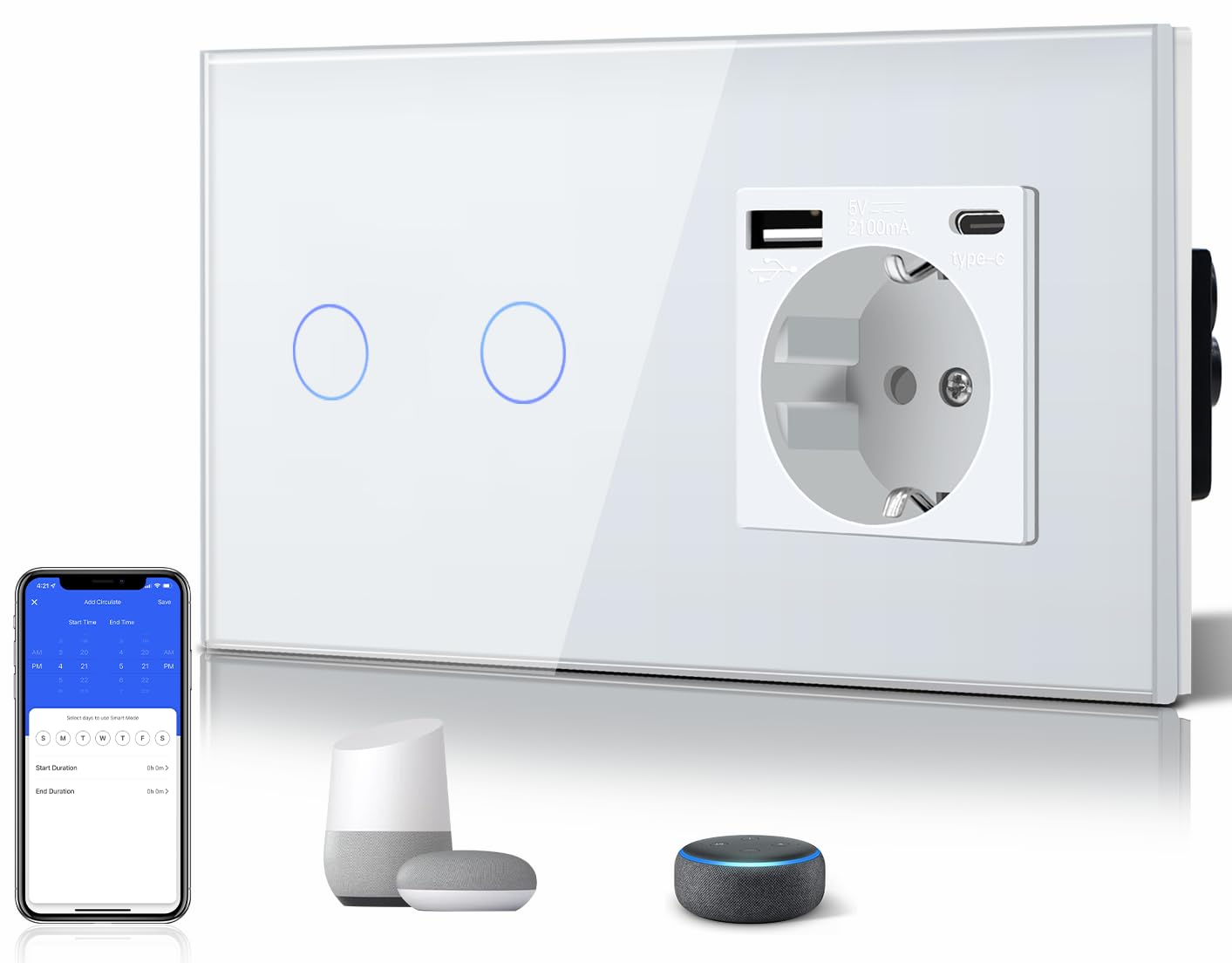 BSEED Interruptor Inteligente WIFI,Interruptores Tactil Con Cristal,Compatible …
