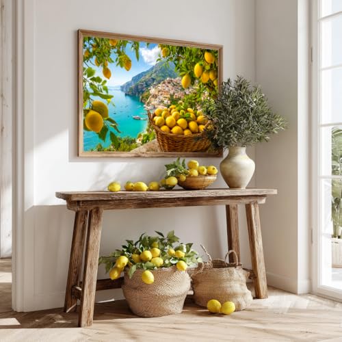 Bgraamiens Rompecabezas de 1000 Piezas para Adultos – Costa de Amalfi con Limones – Escena Mediterránea con Vista Costera y Cítricos – Regalo Italiano Escénico para Relajación miniatura 5