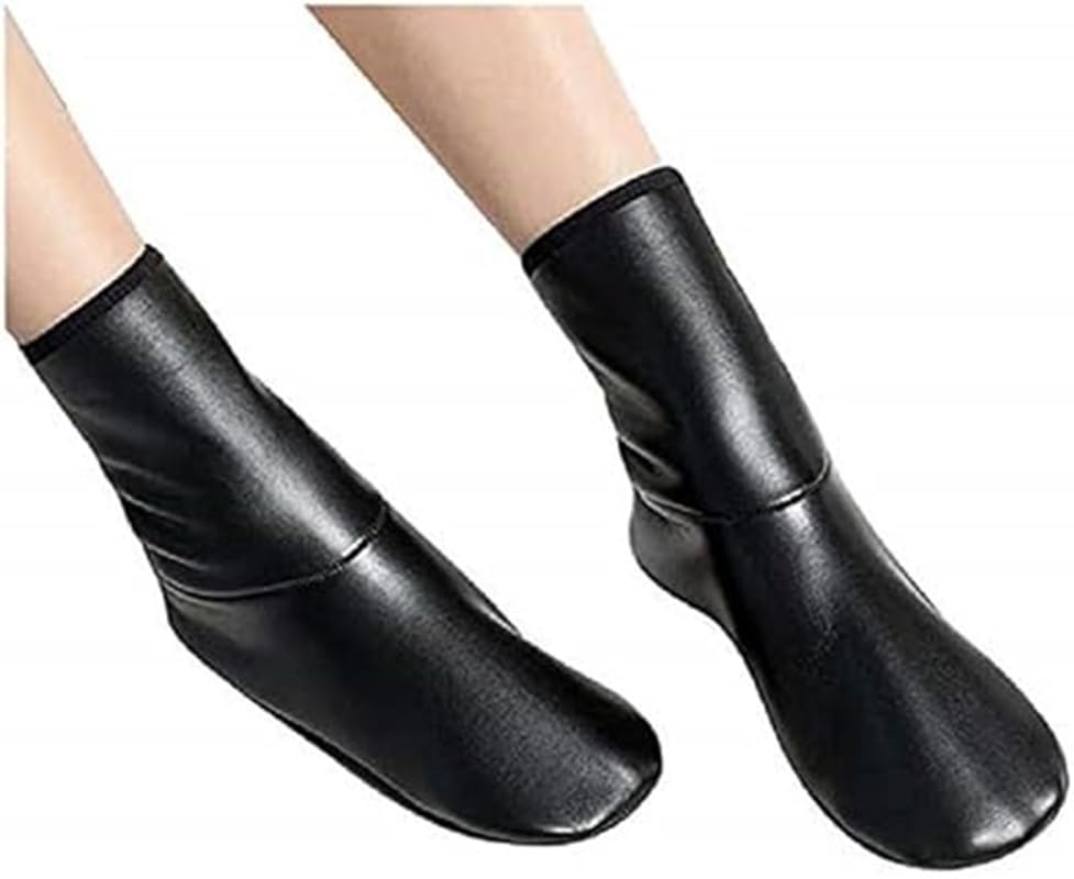 Socks Women's & Girl's Socks Black Color Winter Warm Faux Leather Socks Black,(Free Size)-image-1