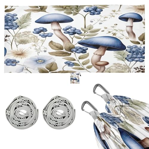 Kigai Mushroom Blueberry Camping Hammock Durable & Portable Travel Hammock Holds 330lbs with Tree Strapsm, Pocket, Camping Accessories