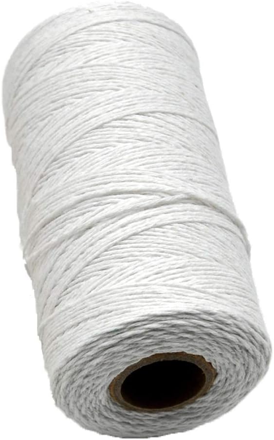 2 Roll 1mm White Pure Cotton Warp Thread Yarn for Weaving Carpet Tapestry Rug Knitting