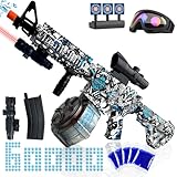 Large Gel Ball Blaster, Electric M416 Orby for Orbeez with Goggles & with Drum, Manual & Electric Dual Mode Splatter Ball Blaster, for Team Game - Ages 14 +