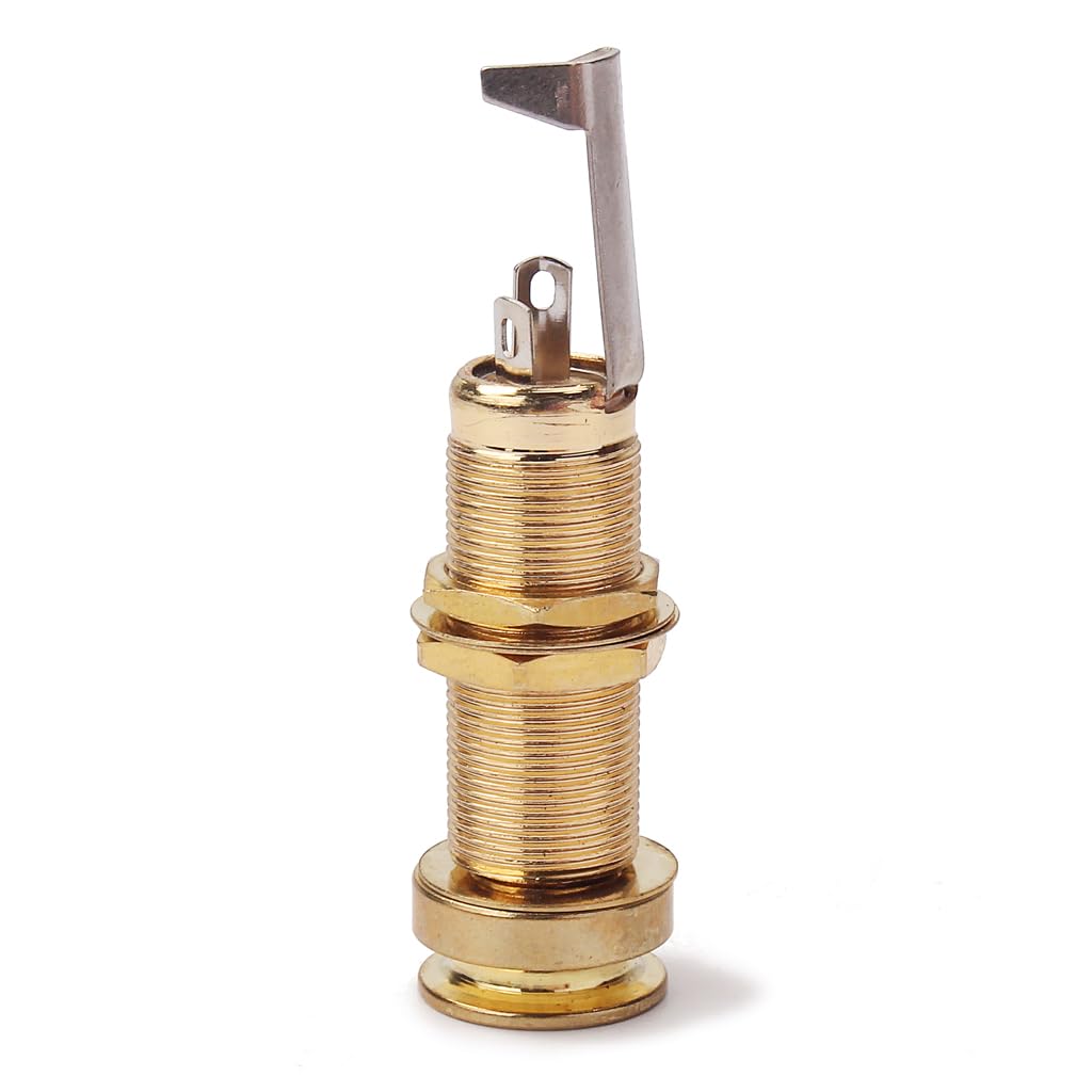 RuiJOTWAT Cylinder Clip End Pin Mono Panel Output Jack Socket Long legs For Electric Guitar Bass 6.35mm Gold - Image 4