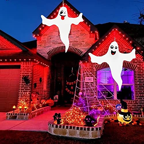 Halloween Ghost Hanging Decorations, 2 Pack 46 Inch Hanging Ghosts For Yard, Patio, Lawn, Garden, Outdoor Indoor Decor, Halloween Tree Decoration Friendly Spooky Props Party Supplies #TOP6