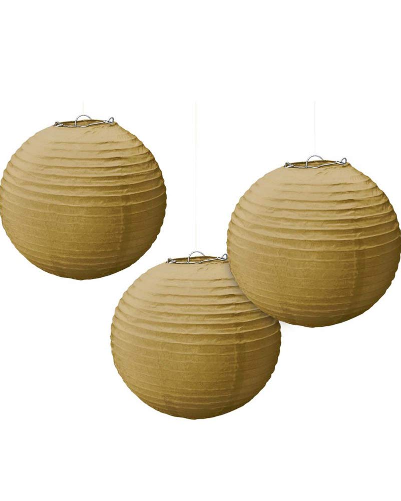 Amscan 24056-19-55 Lanterns Rnd Ppr Gold- 3 Pack