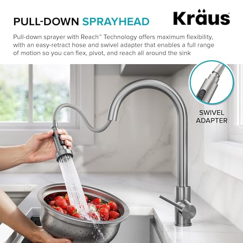 KRAUS-Bolden-2-Function-Single-Handle-Pull-Down-Kitchen-Faucet-in-Matte-Black-KPF-1616MB KRAUS Bolden 2 Function Single Handle Pull Down Kitchen Faucet in Matte Black KPF 1616MB