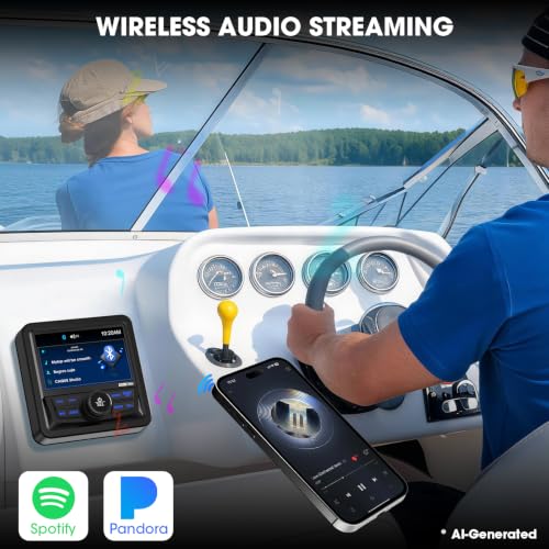 Image of Bluetooth Marine Boat Radio Receiver - Gauge Style Marine Multimedia Stereo