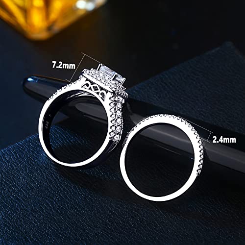 Newshe Jewellery AAAAA Cz Wedding Rings for Women Engagement Ring Sets Sterling Silver 1.7Ct Princess Cross Size 4-133