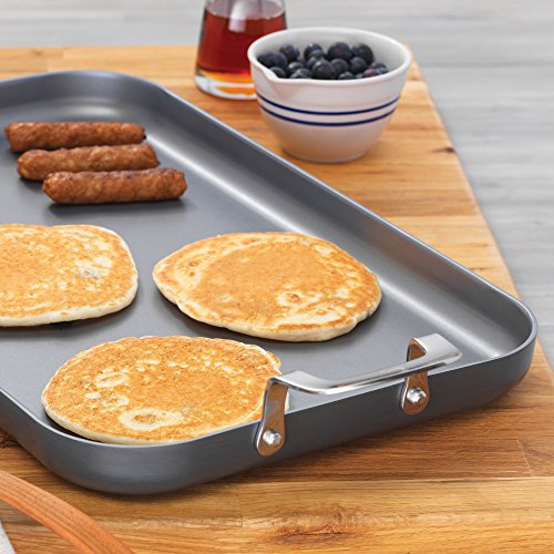 Emeril Lagasse Dishwasher safe Nonstick Hard Anodized Double Burner Griddle, 11"x18" ,Gray - Thumbnail 2
